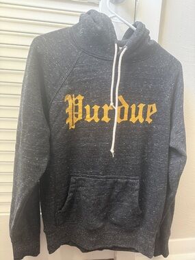 HOMAGE Black Heather Hoodie with Gold Purdue Script